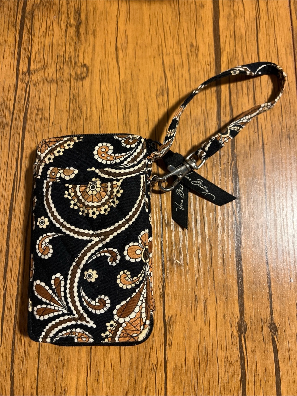 Vera Bradley Retired Cafe Latte Print ID Zip Wallet Wristlet - See Description